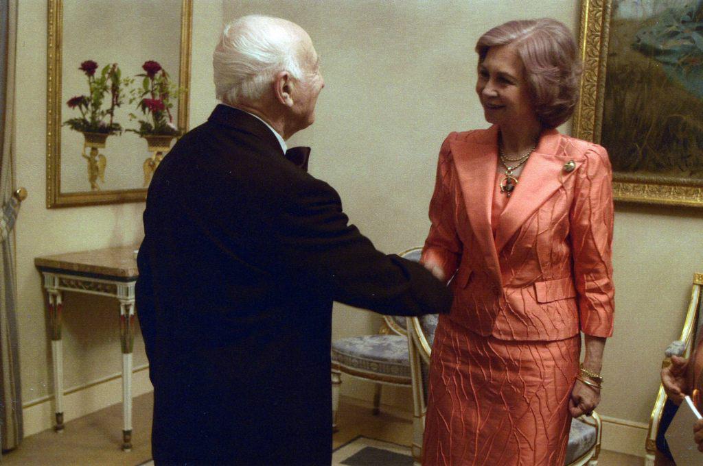 With Queen Sofia of Spain after a concert at the Royal   Palace in Madrid. June 18 2004